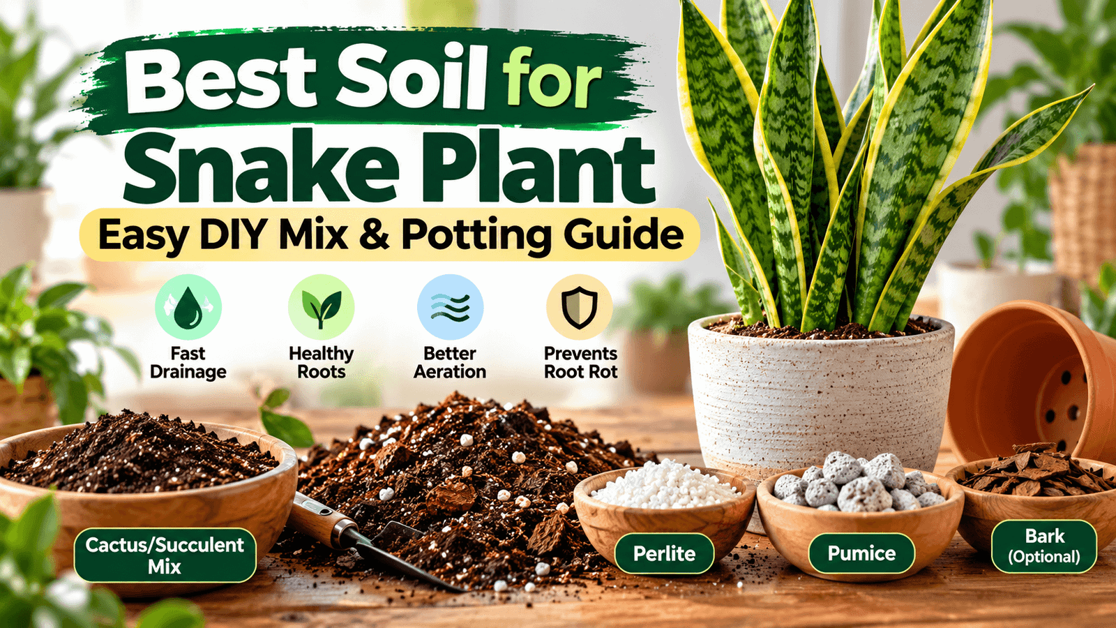 Best soil for snake plant with cactus mix, perlite and pumice