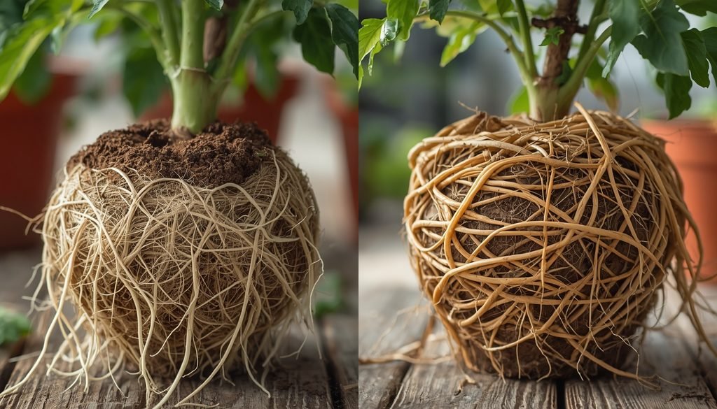 How Deep Do Tomato Roots Grow? Quick complete Guide (2026) 2 healthy vs root bound tomato roots