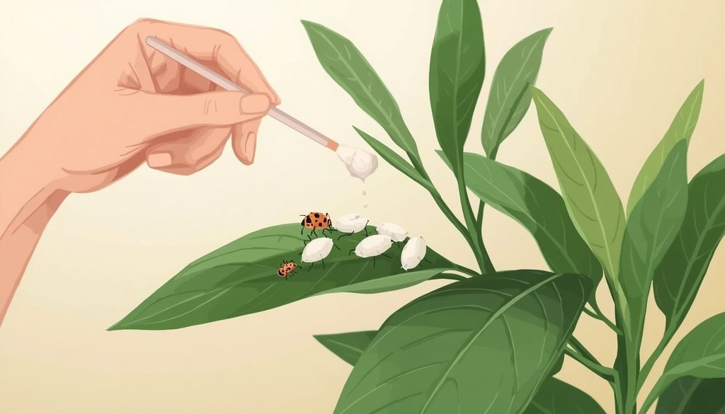 How to Get Rid of Mealybugs on Houseplants and Outdoor Plants 4 Applying diluted isopropyl alcohol to mealybugs with a cotton swab