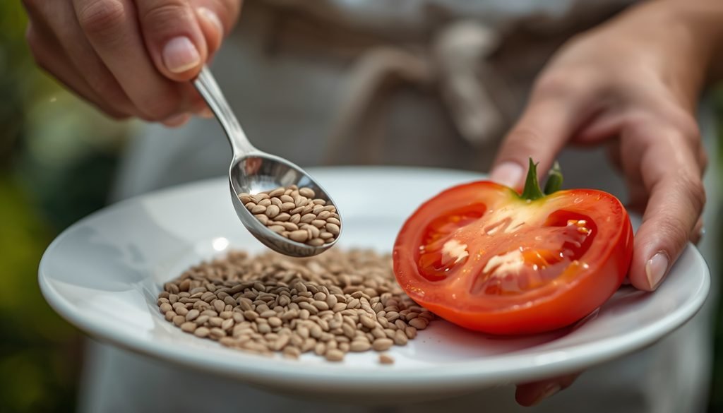 Planting Tomato Seeds From Tomatoes: Easy Guide 2026 2 Planting Tomato Seeds From Tomatoes
Scooping seeds and gel from a ripe tomato into a glass jar