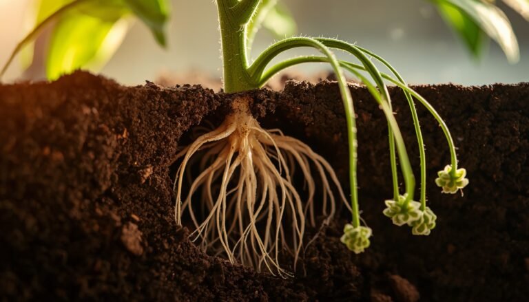 Spider plant babies hanging from runners, showing how to propagate spider plant from spiderettes