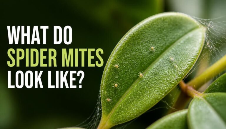 What do spider mites look like on a plant leaf
